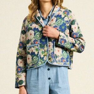 NWT $382 By Trovata Birds of Pardise August Quilted Medley Floral Jacket